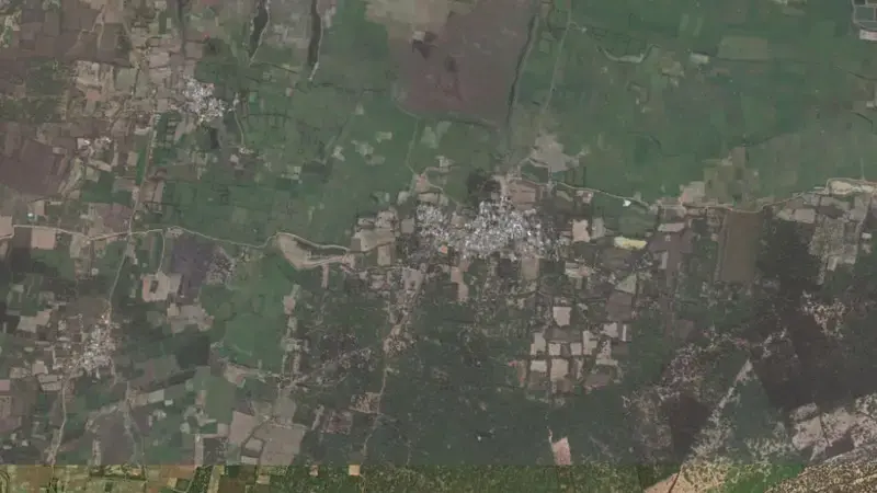 Satellite view of Paleru Bitragunta Anicut reservoir, Andhra Pradesh, India