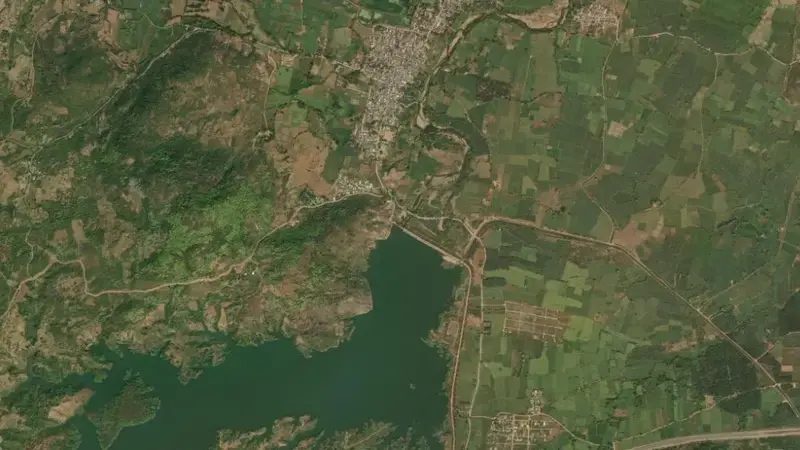 Satellite view of Peddagedda Reservoir reservoir, Andhra Pradesh, India