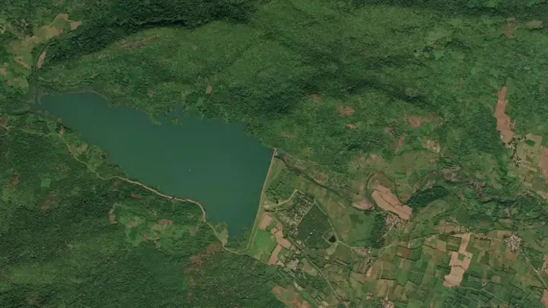 Satellite view of Pedderu Reservoir reservoir, Andhra Pradesh, India