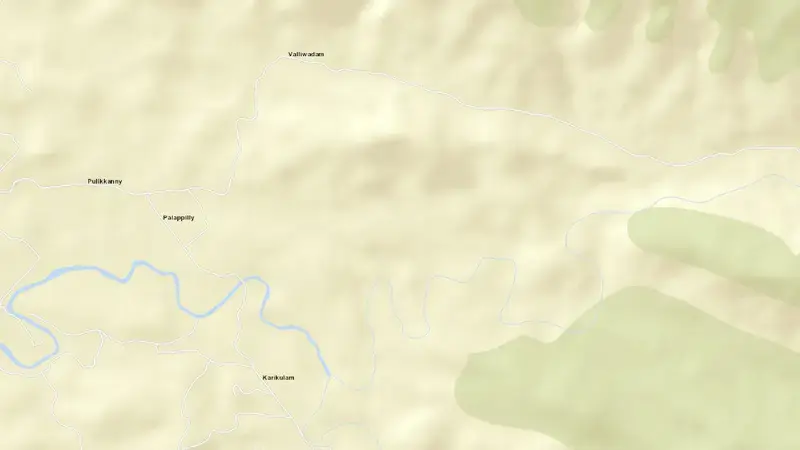 Road map of Peechi reservoir, Kerala, India