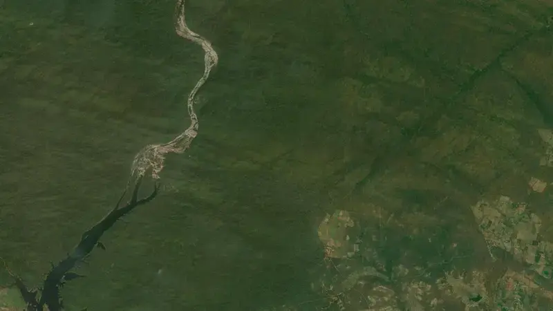 Satellite view of Pench Project (Totladoh Dam) reservoir, Maharashtra, India