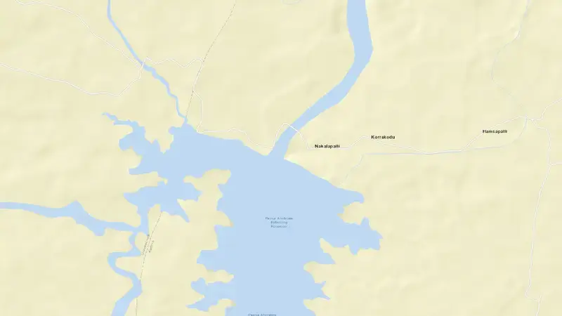 Road map of Penna Ahobilam Balancing Reservoir reservoir, Andhra Pradesh, India