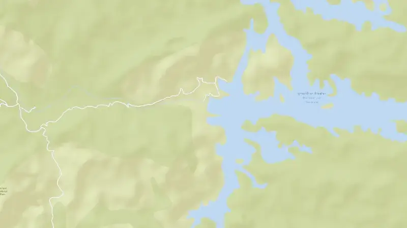 Road map of Periyar reservoir, Andhra Pradesh, India