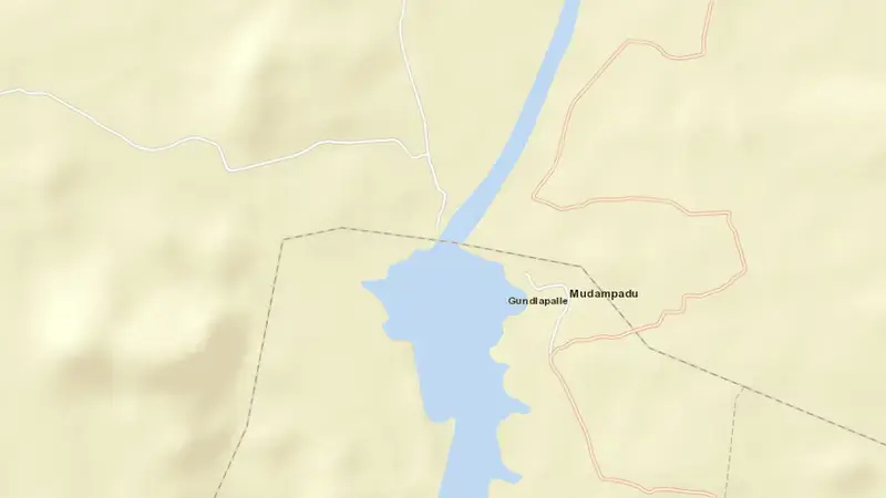 Road map of Pincha Project reservoir, Andhra Pradesh, India