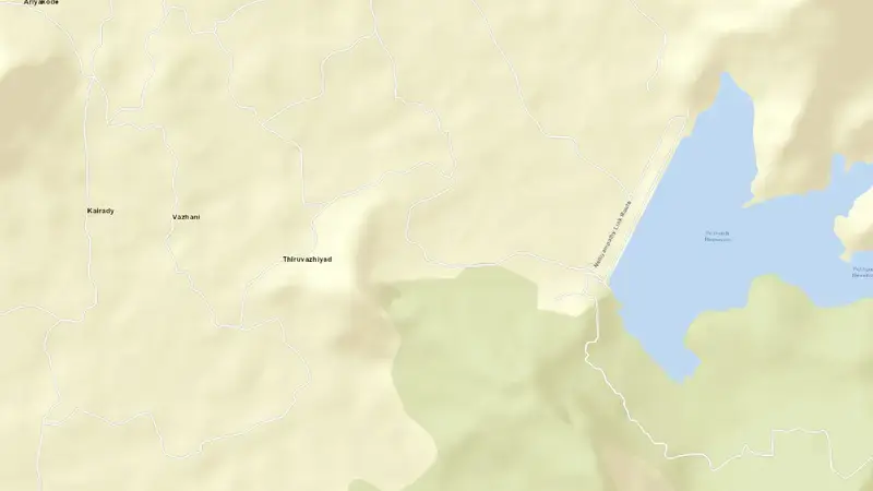Road map of Pothundy reservoir, Kerala, India