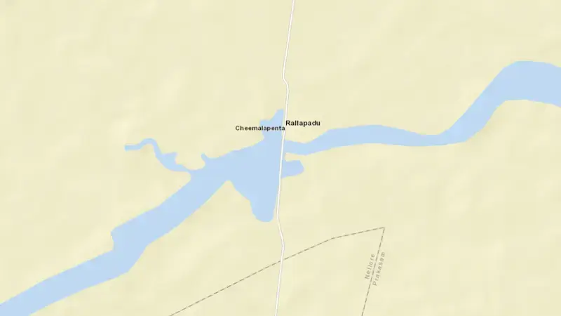 Road map of Rallapadu Reservoir reservoir, Andhra Pradesh, India