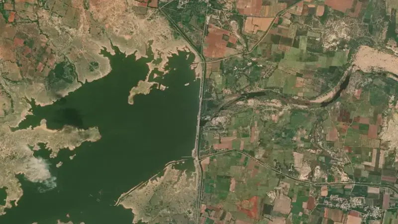 Satellite view of Rallapadu Reservoir reservoir, Andhra Pradesh, India