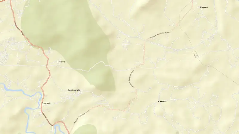Road map of Salaulim Dam reservoir, Goa, India