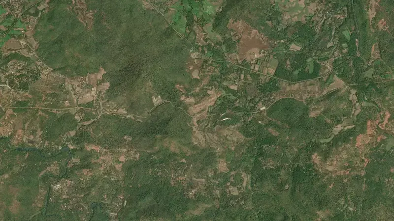 Satellite view of Salaulim Dam reservoir, Goa, India