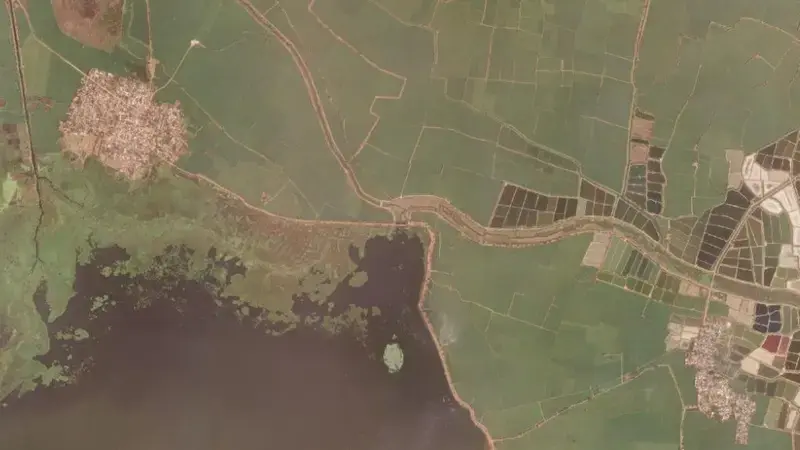 Satellite view of Sarvepalli Reservoir reservoir, Andhra Pradesh, India