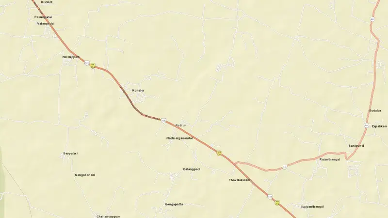 Road map of Sathanur Dam reservoir, Tamil Nadu, India