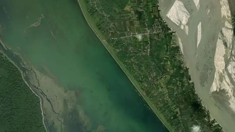 Satellite view of Sharda Sagar reservoir, Uttar Pradesh, India