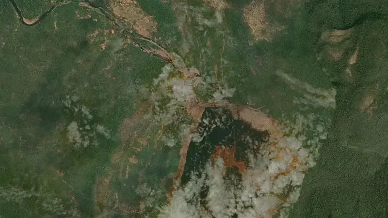 Satellite view of Sikasar reservoir, IN, India