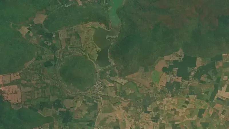 Satellite view of Subbareddy Sagar reservoir, Andhra Pradesh, India