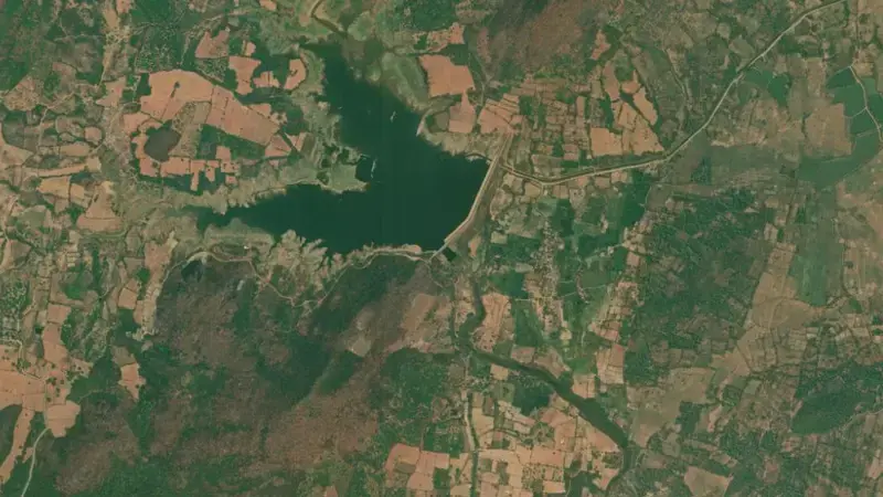 Satellite view of Surempalem Reservoir reservoir, Andhra Pradesh, India