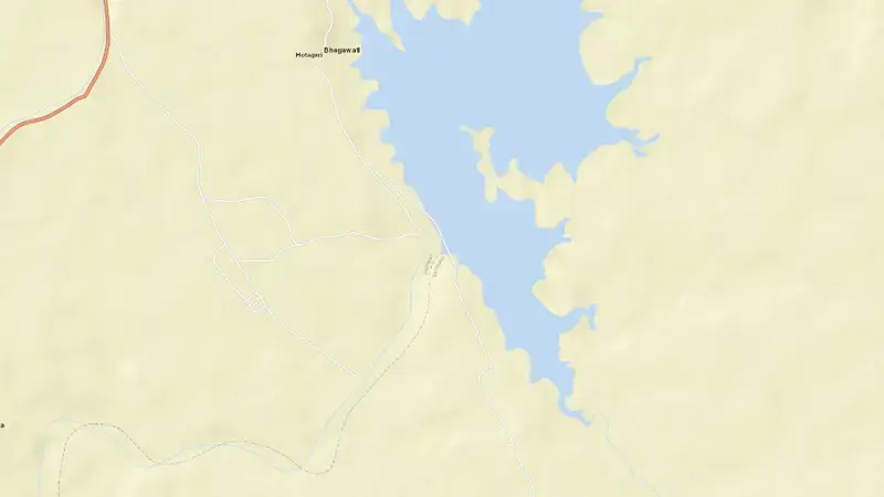 Road map of Tattihalla reservoir, Andhra Pradesh, India