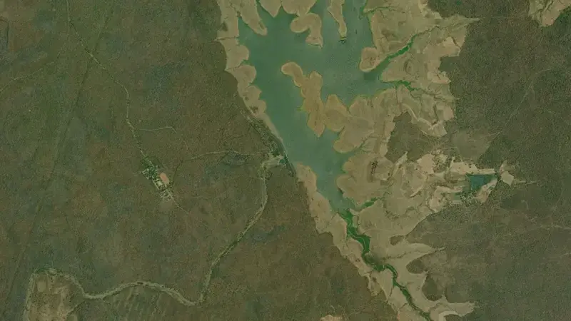 Satellite view of Tattihalla reservoir, Andhra Pradesh, India
