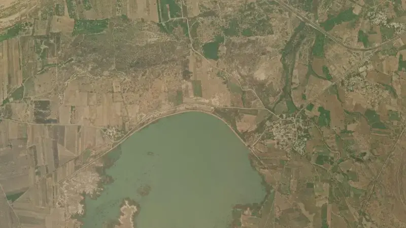 Satellite view of Thimmapuram Sr1 reservoir, Andhra Pradesh, India