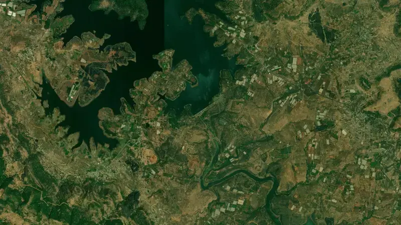 Satellite view of Thokarwadi reservoir, Gujarat, India