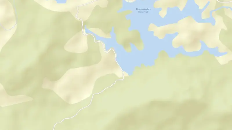 Road map of Thunacadavu reservoir, Tamil Nadu, India