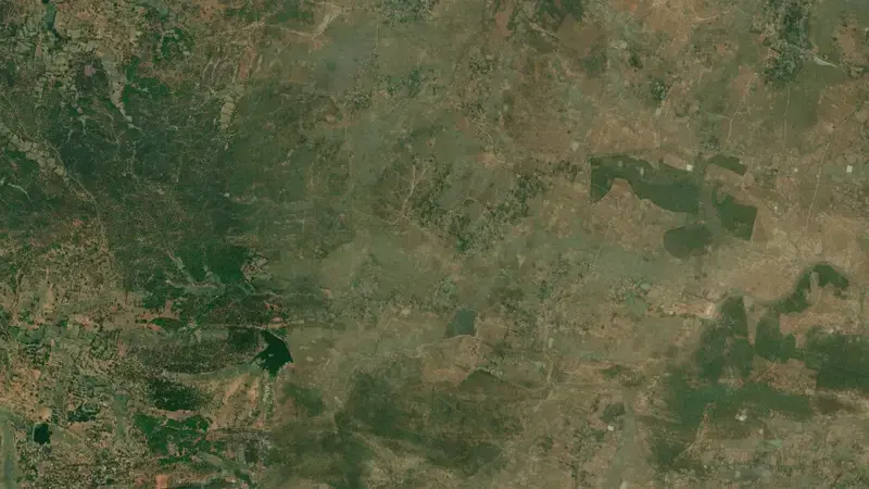 Satellite view of Tilaiya Dam reservoir, Jharkhand, India