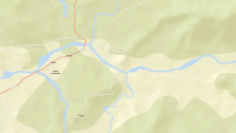 Road map of Tillari reservoir, Gujarat, India