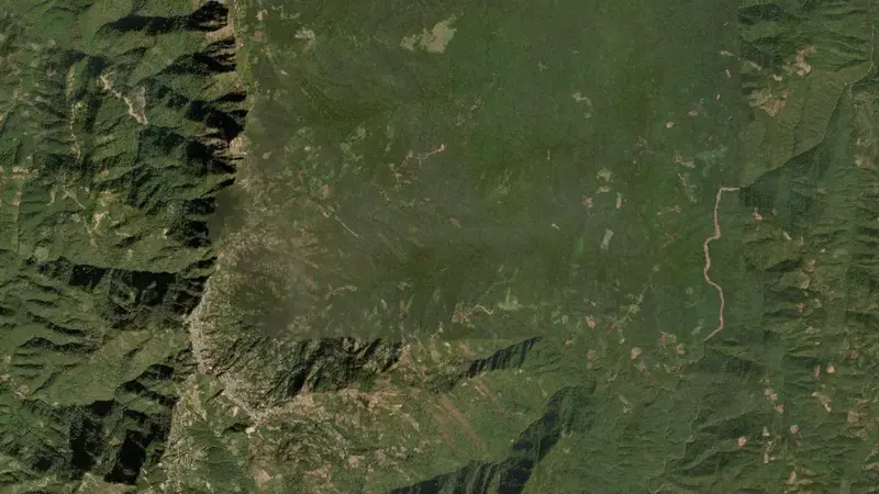Satellite view of Tuirial HEP Dam reservoir, Mizoram, India
