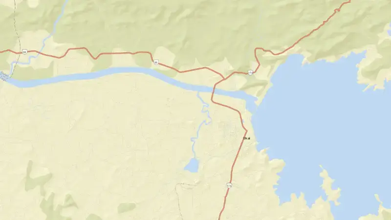 Road map of Ukai Dam reservoir, Gujarat, India