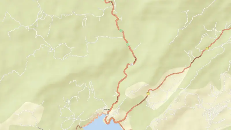 Road map of Umiam Dam (Barapani Lake) reservoir, Meghalaya, India