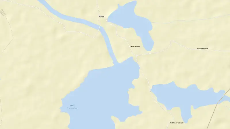 Road map of Upper Pennar reservoir, Andhra Pradesh, India