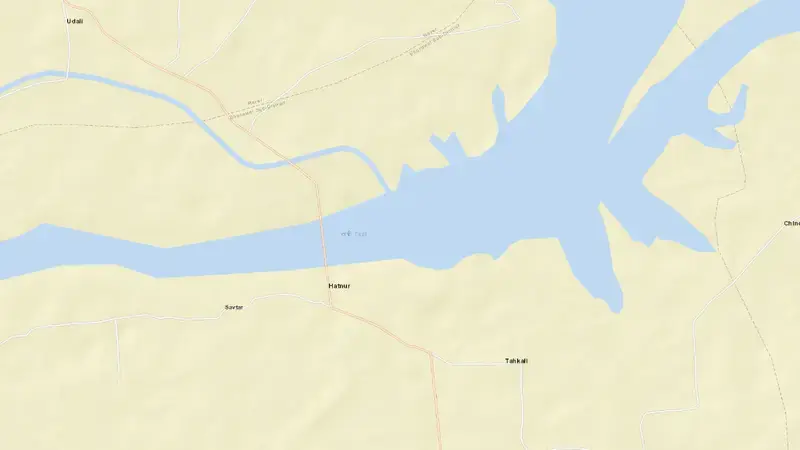 Road map of Upper Tapi reservoir, Gujarat, India