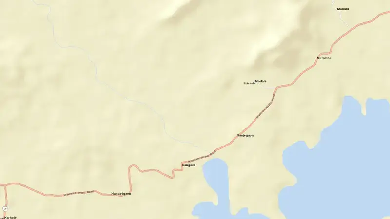 Road map of Upper Vaitarna Dam reservoir, Maharashtra, India