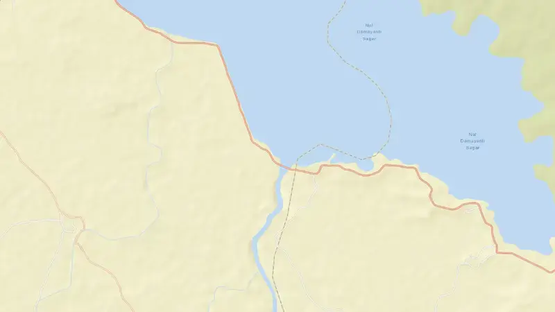 Road map of Upper Wardha reservoir, Gujarat, India