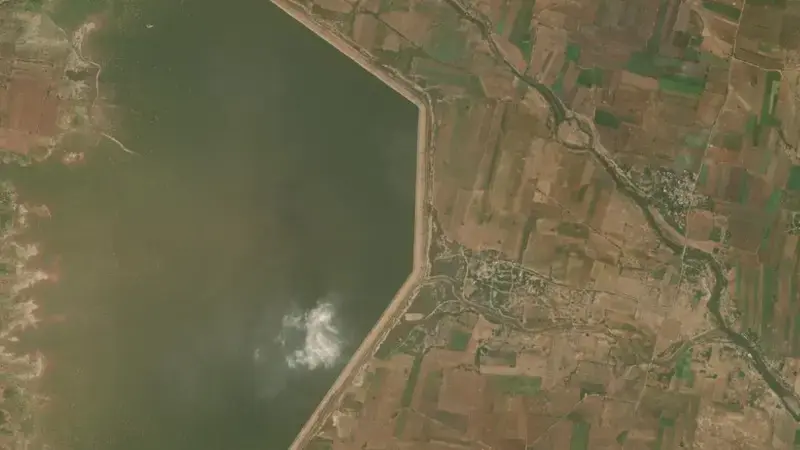 Satellite view of Vamikonda Sagar Reservoir reservoir, Andhra Pradesh, India