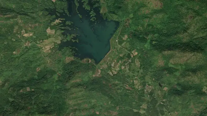 Satellite view of Varaha Reservoir reservoir, Andhra Pradesh, India