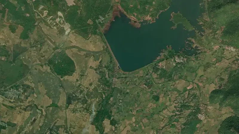 Satellite view of Vattigedda Reservoir reservoir, Andhra Pradesh, India