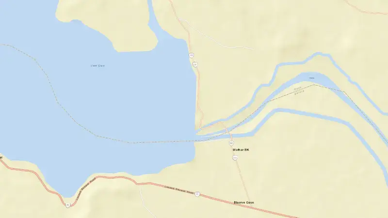 Road map of Veer Dam reservoir, Gujarat, India