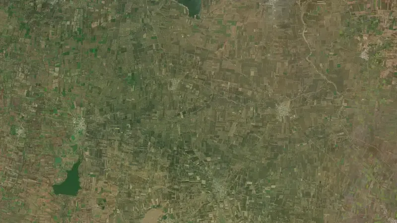 Satellite view of Yeldari Dam reservoir, Maharashtra, India