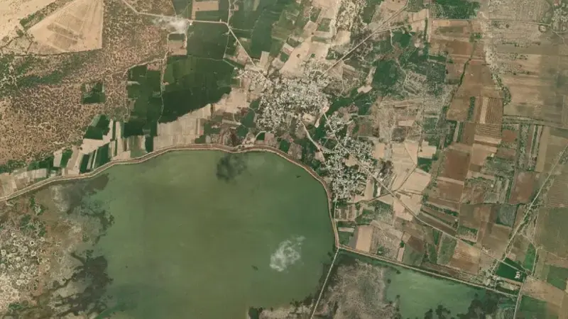 Satellite view of Yellanur Sr2 reservoir, Andhra Pradesh, India