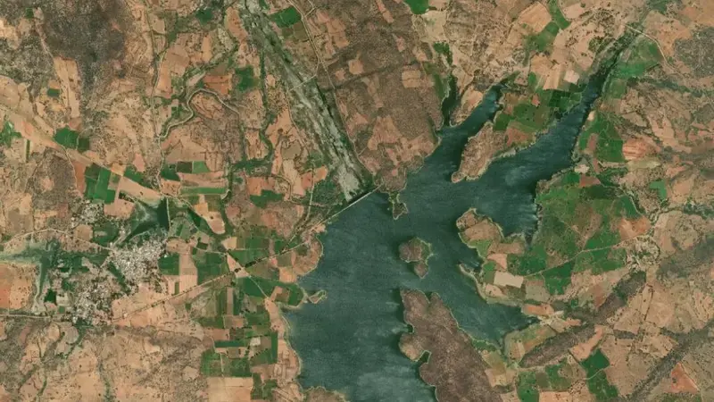 Satellite view of Yogi Vemana (Maddileru) Reservoir reservoir, Andhra Pradesh, India