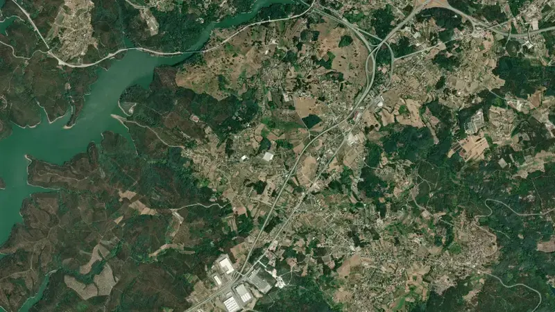 Satellite view of Aguieira reservoir, Coimbra, Centro, Portugal