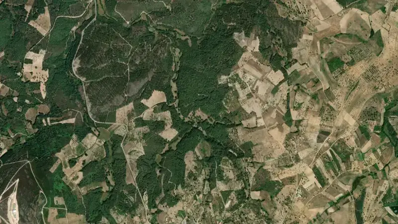 Satellite view of Azibo reservoir, Bragança, Norte, Portugal