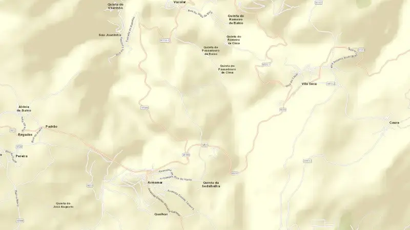 Road map of Bagaúste reservoir, Vila Real, Norte, Portugal