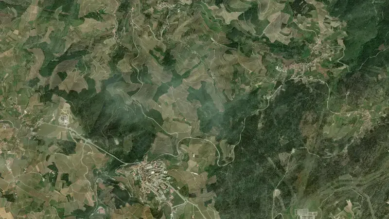 Satellite view of Bagaúste reservoir, Vila Real, Norte, Portugal