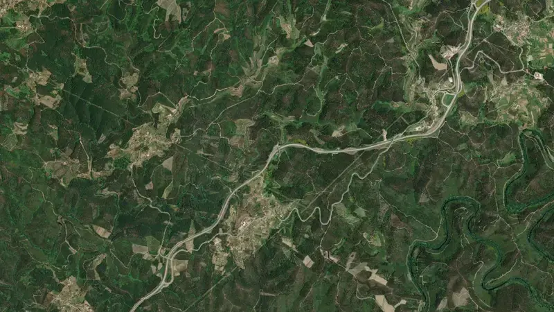 Satellite view of Bouçã reservoir, Leiria, Centro, Portugal