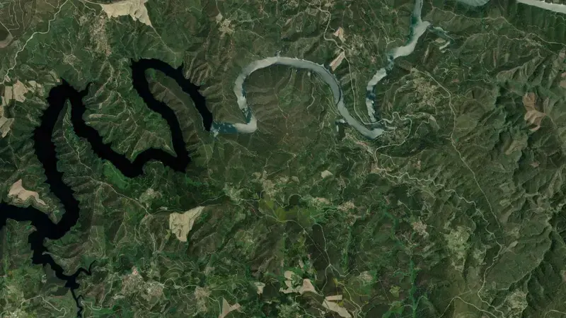 Satellite view of Cabril reservoir, Castelo Branco, Centro, Portugal