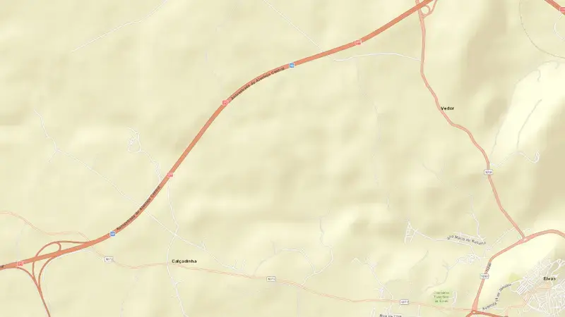 Road map of Caia reservoir, Portalegre, Alentejo, Portugal
