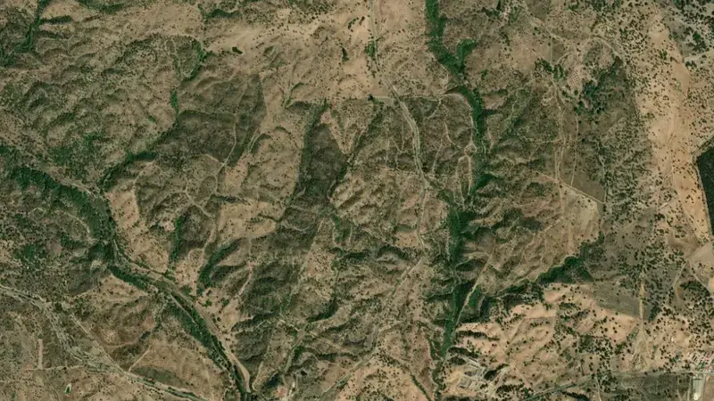 Satellite view of Campilhas reservoir, Setúbal, Alentejo, Portugal