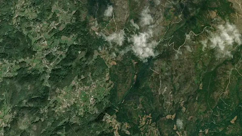 Satellite view of Caniçada reservoir, Braga, Norte, Portugal