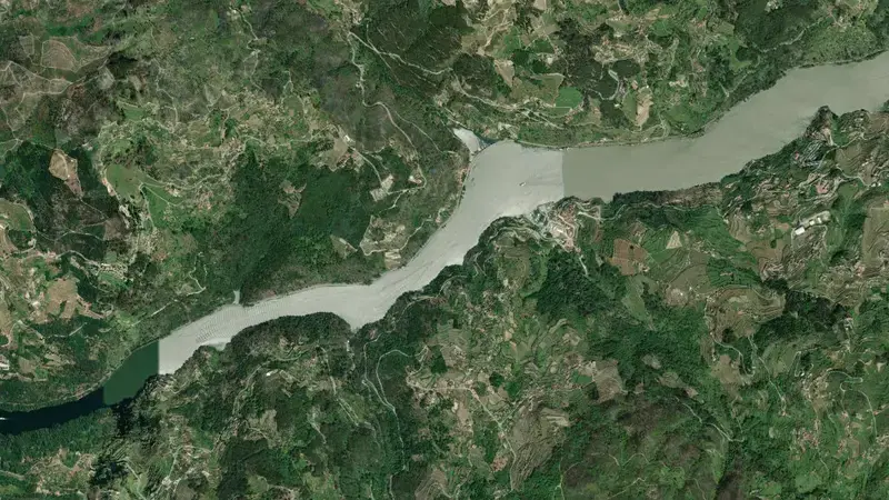 Satellite view of Carrapatelo reservoir, Porto, Norte, Portugal